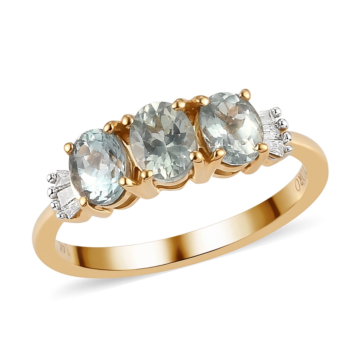 LUXORO 14K Yellow Gold AAA Narsipatnam Alexandrite and G-H I2 Diamond Trilogy Ring 2.35 Grams 1.15 ctw