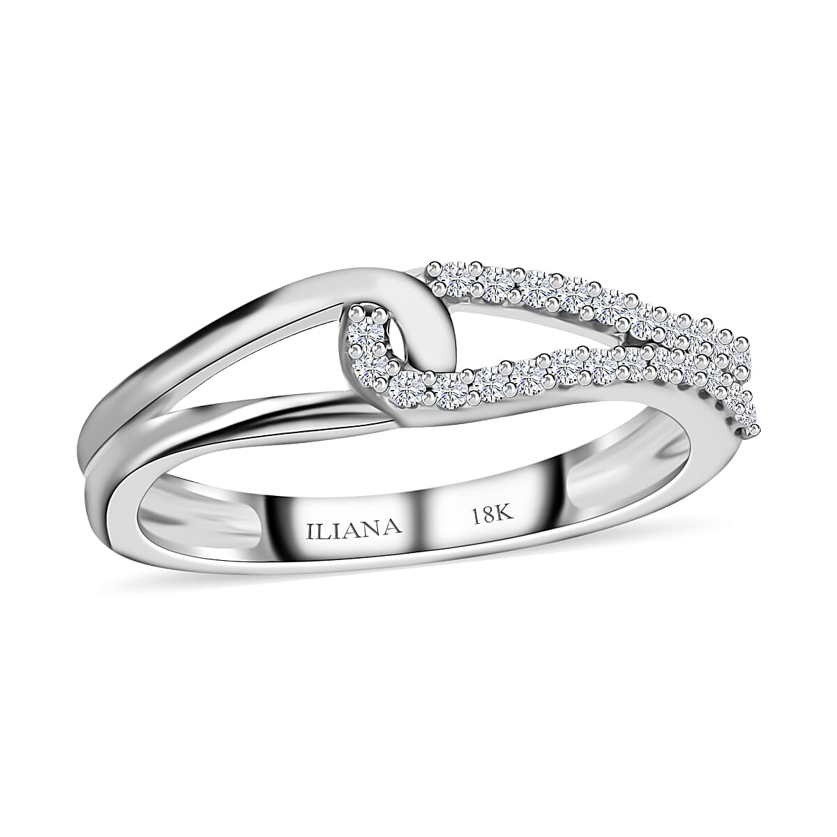 ILIANA IGI Certified 18K White Gold Diamond G-H SI Band Ring (Size 6.0) 3.75 Grams 0.20 ctw