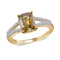 Doorbuster LUXORO 10K Yellow Gold Premium Natural Golden Tanzanite and G-H I3 Diamond Ring (Size 10.0) 2.60 Grams 2.10 ctw
