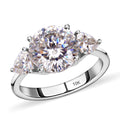 LUXORO 10K Yellow Gold 120 Facet Moissanite Trilogy Ring (Size 9.0) 3 Grams 4.40 ctw - Sticky add to cart bar