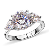 LUXORO 10K Yellow Gold 120 Facet Moissanite Trilogy Ring (Size 9.0) 3 Grams 4.40 ctw