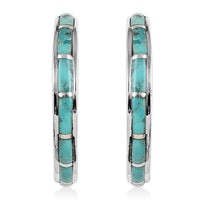 Santa Fe Style Kingman Turquoise Earrings in Sterling Silver 7.50 ctw