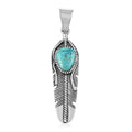 SANTA FE Style Blue Turquoise Pendant in Sterling Silver 2.75 ctw - Sticky add to cart bar