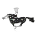 Santa Fe Style Black Onyx 1.75 ctw Horse with Moon and Stars Pendant in Sterling Silver - Sticky add to cart bar