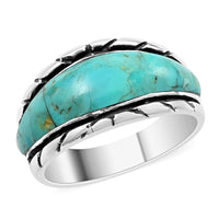 SANTA FE Style Blue Turquoise Ring in Sterling Silver 3.35 ctw