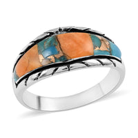 SANTA FE Style Blue Turquoise Ring in Sterling Silver 3.35 ctw