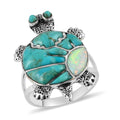 SANTA FE Style Turquoise and Lab Created Opal Turtle Ring in Sterling Silver 3.50 ctw - Sticky add to cart bar