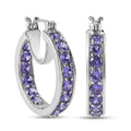 Karis Simulated Purple Diamond Inside Out Hoop Earrings in Platinum Bond 8.35 ctw - Sticky add to cart bar