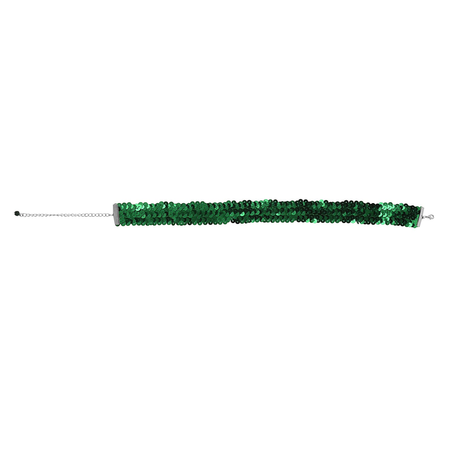 Green Austrian Crystal Retro Style Collar Necklace (16-20 Inches) in Silvertone