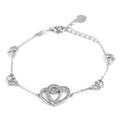 Simulated Diamond Linked Heart Bracelet in Silvertone (6.50 In) 0.75 ctw - Sticky add to cart bar