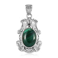 African Malachite Solitaire Pendant without Chain in Platinum Over Copper with Magnet 13.25 ctw - Sticky add to cart bar