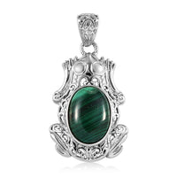 African Malachite Solitaire Pendant without Chain in Platinum Over Copper with Magnet 13.25 ctw
