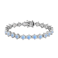 Rainbow Moonstone Tennis Bracelet in Platinum Over Sterling Silver (7.25 In) 25.50 ctw