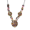 Multi-Tourmaline Cluster Necklace 18 Inches in Platinum Over Sterling Silver 25.85 ctw - Sticky add to cart bar