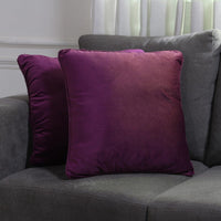Set of 2 Blue Solid Velvet Cushion Cover with Pom Pom (18"x18")