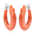 Red Jade Carved Phoenix Earrings in Rhodium Over Sterling Silver 91.50 ctw - Sticky add to cart bar