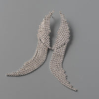 White Austrian Crystal Angel Wing Earrings in Silvertone