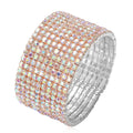 Simulated Mystic White Crystal Multi-Row Bangle Bracelet in Silvertone (7.00 In) - Sticky add to cart bar