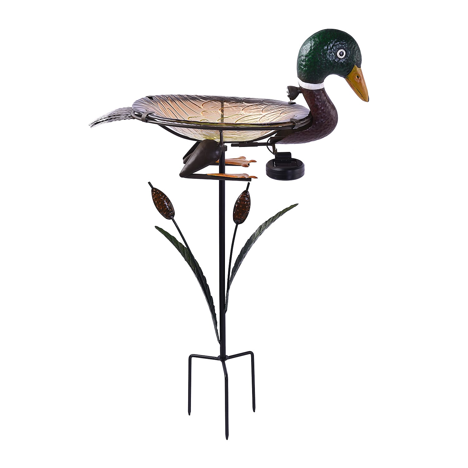 Crane-shaped Garden Birdbath with Solar Light (17.3"x8.3"x28") (1)