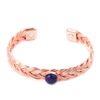 Magnetic By Design 2.00 ctw Lapis Lazuli Braided Pattern Cuff Bracelet in Copper (7.00 In)