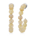 Golden Rutilated Quartz Beaded J-Hoop Earrings in Stainless Steel 72.50 ctw - Sticky add to cart bar