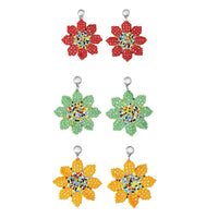 Multi Color Beads Floral Dangle Earrings in Silvertone