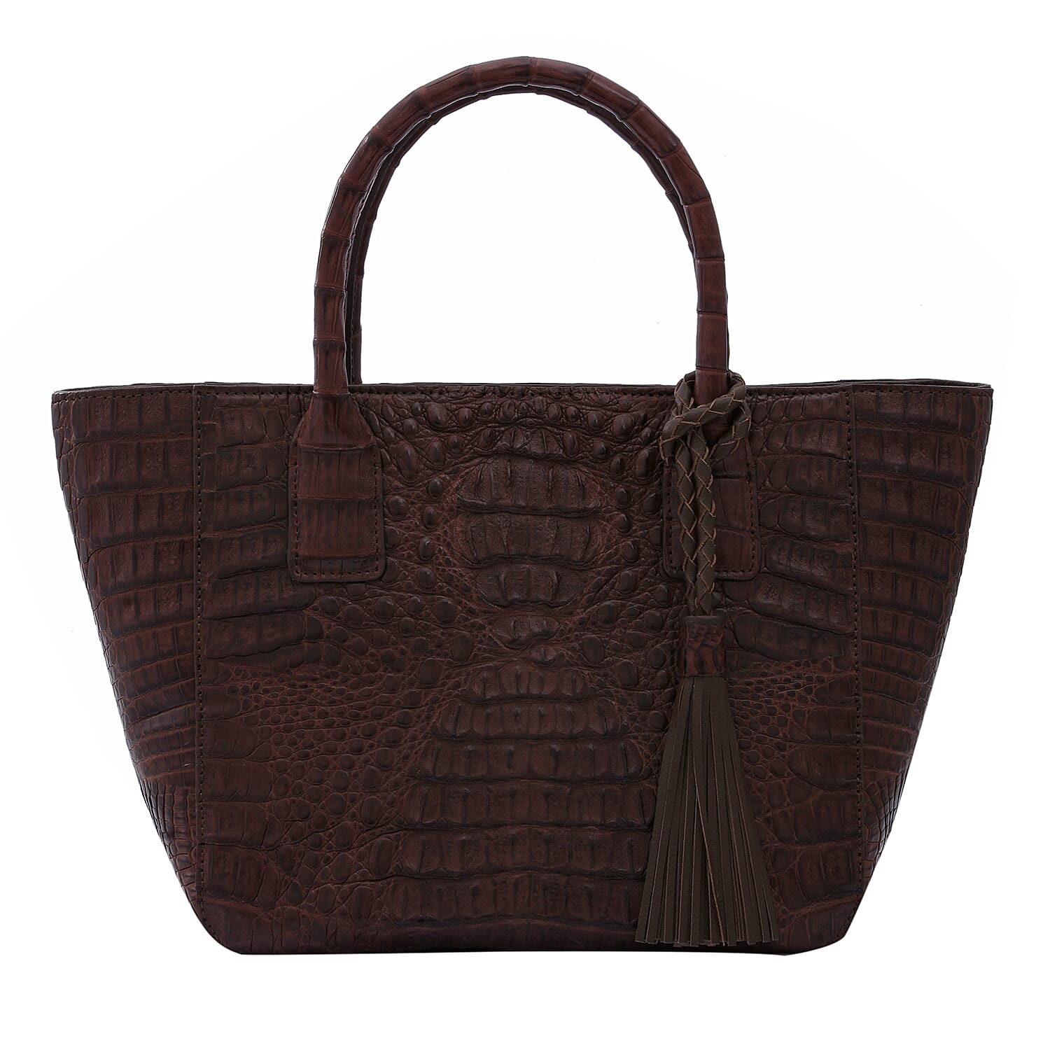 RIVER Brand Closeout, Organic Caiman Crocodile Gray Shoulder Bag (9.64"x8.26"x5.11") (1)