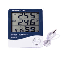 HOMESMART White and Blue Thermometer and Clock (3.62x3.97x0.92) (1xAAA Not Included)