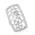 Artisan Crafted 2.00 ctw Polki Diamond Cushion Shape Ring in Platinum Over Sterling Silver (Size 11.0) - Sticky add to cart bar