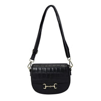 Black Genuine Leather Crossbody Bag with Shoulder Strap