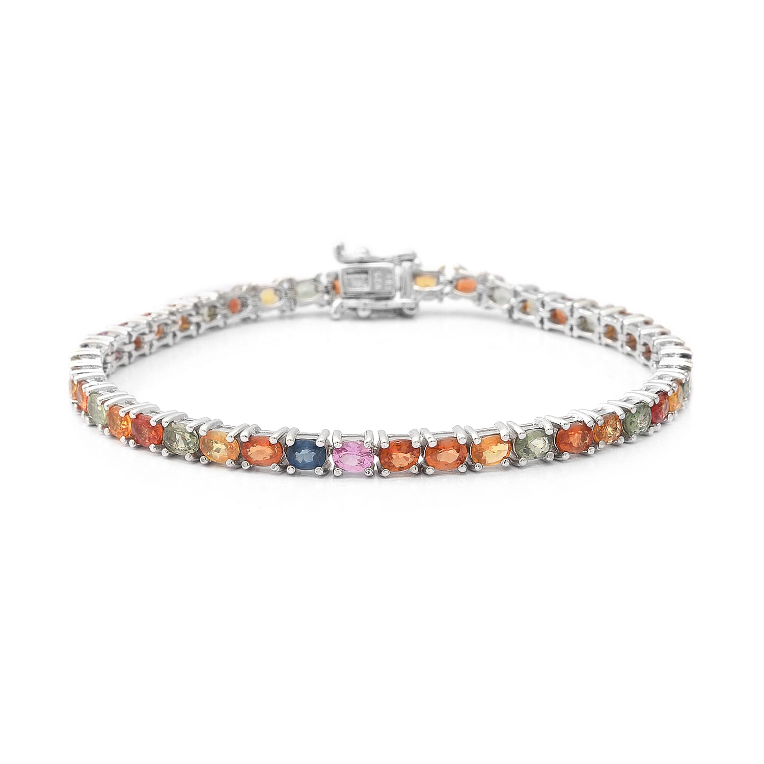 9.10 ctw Premium Yellow Sapphire Tennis Bracelet in Platinum Over Sterling Silver (6.50 In) 8 Grams (1)