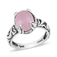 Pink Jade Ring in Sterling Silver 2.90 ctw