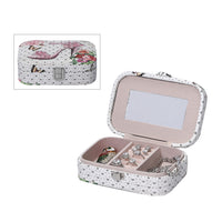 EXCLUSIVE DEAL White Digital Print High-Heeled Shoe Pattern Faux Leather Jewelry Box with Mirror & Lock (5.9""x3.9""x1.8"")