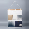 Set of 2 White & Blue Stripe Pattern Hanging Storage Bag Organizer - Sticky add to cart bar