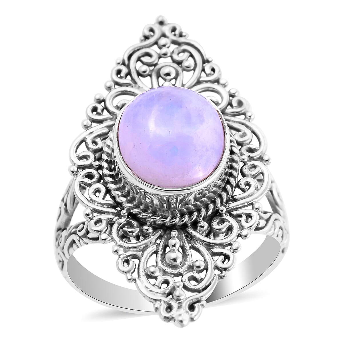Bali Legacy 4.75 ctw Kuisa Rainbow Moonstone Ring in Sterling Silver (Size 5.0) 8 Grams