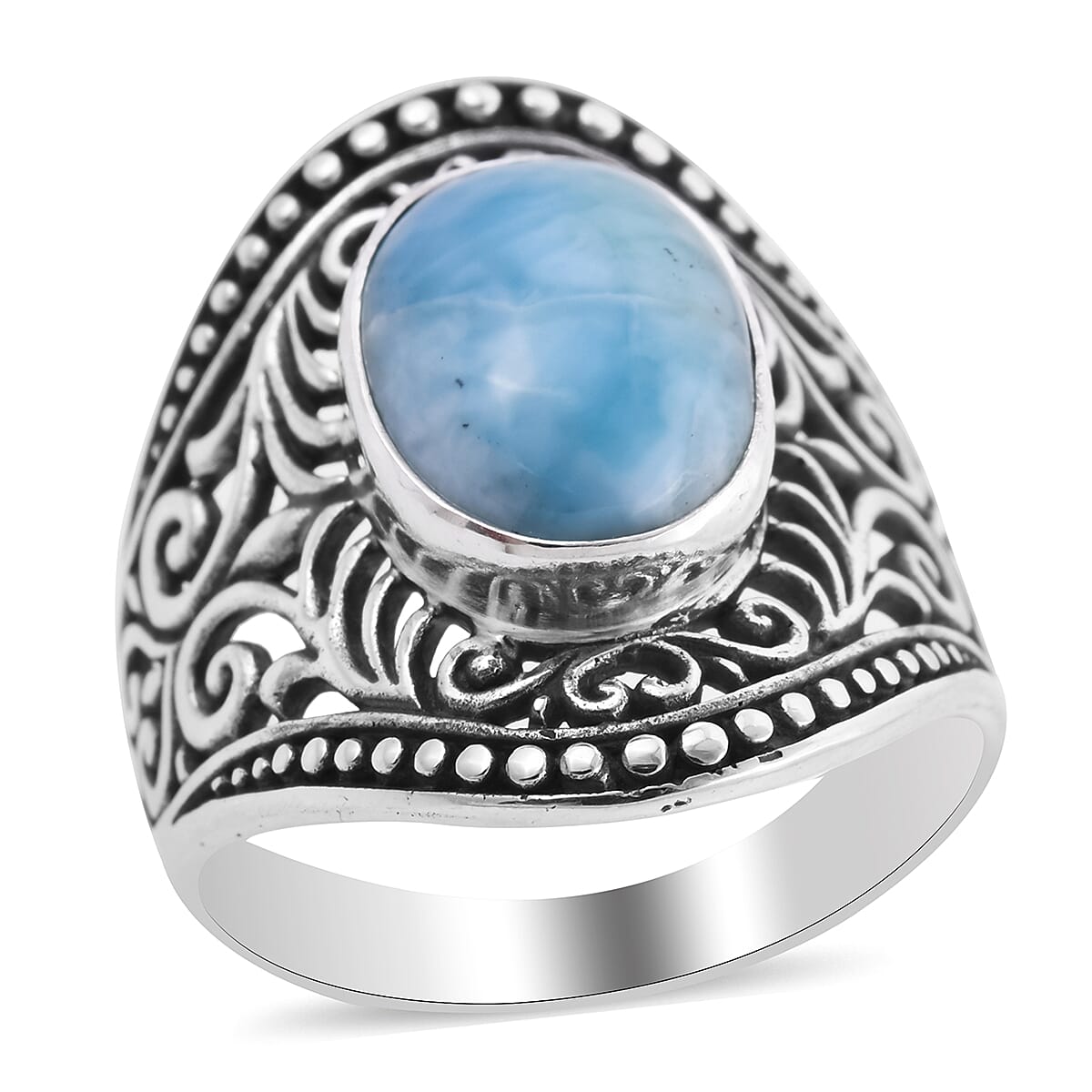 Bali Legacy Larimar Ring in Sterling Silver (Size 10.0) 6.10 ctw