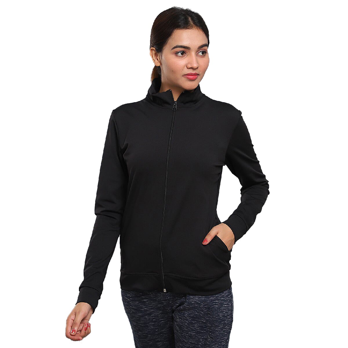 JOVIE Black 90% Polyester & 10% Spandex Jacket- L