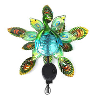 Multi Color Hand Painted Peacock Solar Wind Spinner
