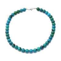 SUPER FIND AAA 250 ctw Chrysocolla Beads Necklace 18 Inch in Sterling Silver