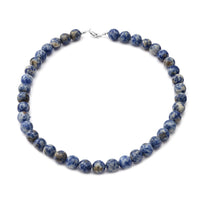 300 ctw Sodalite Beads Necklace 18 Inch in Sterling Silver