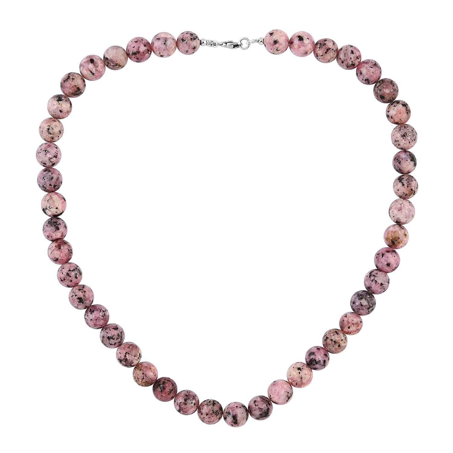 Rhodochrosite 250.00 ctw Bead Necklace In Sterling Silver, Silver Bead Necklace, Beaded Jewelry Gifts For Women (18 Inches)