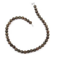 250 ctw Bronzite Beads Necklace 18 Inches in Sterling Silver