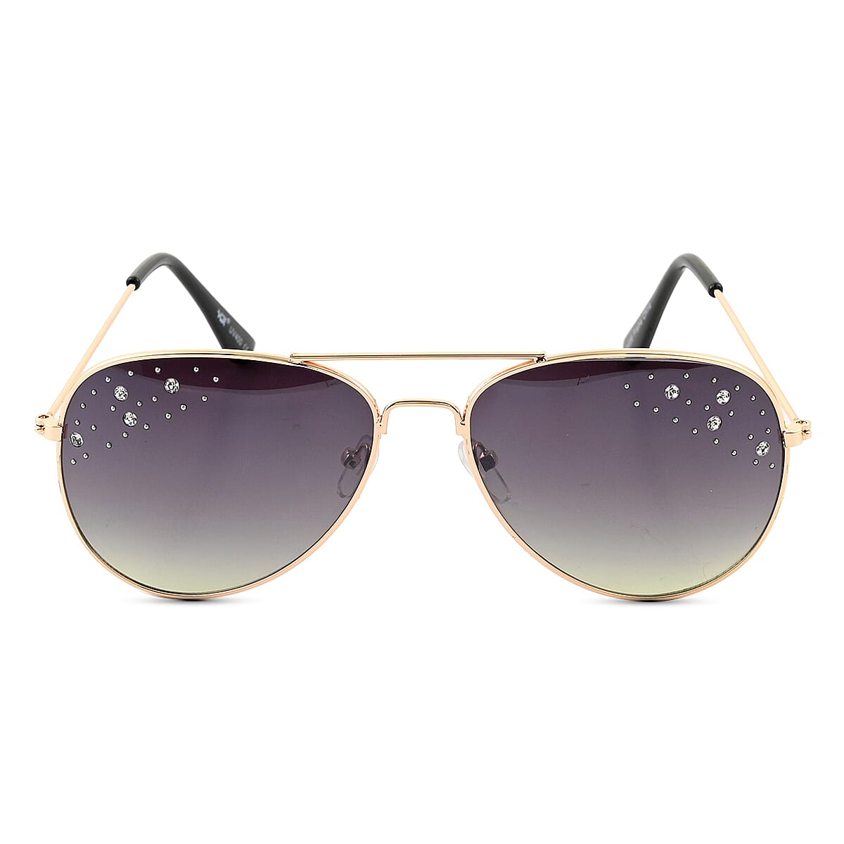 NY CLOSEOUT UV 400 DESIGNER Brown Aviator Sunglasses with Rhinestones