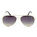 NY CLOSEOUT UV 400 DESIGNER Brown Aviator Sunglasses with Rhinestones - Sticky add to cart bar