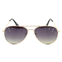 NY CLOSEOUT UV 400 DESIGNER Brown Aviator Sunglasses with Rhinestones