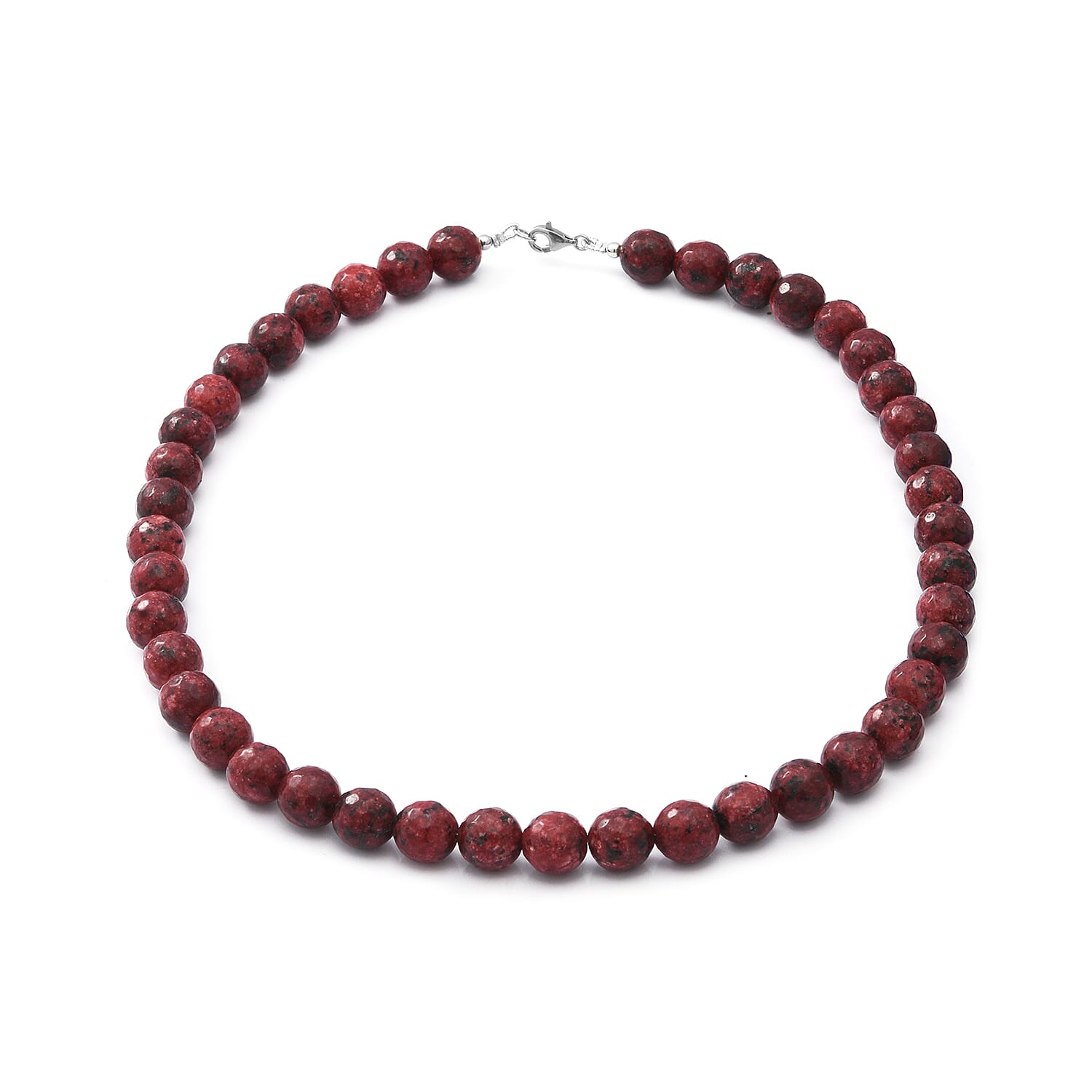 Red Jasper Beaded Necklace 18 Inches in Sterling Silver 250.00 ctw