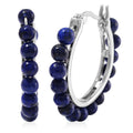 Lapis Lazuli Beaded Hoop Earrings in Stainless Steel 3.50 ctw - Sticky add to cart bar
