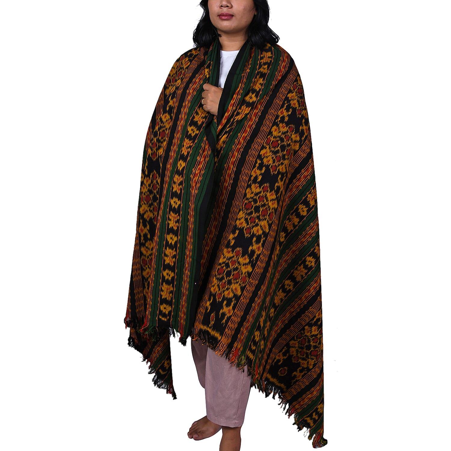 Handmade Green & Red Tenun Tapestries in Animal Motif (47"x 100")