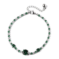 10.00 ctw Simulated Green and White Diamond Bracelet in Stainless Steel (7.50 In)