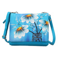 SUKRITI Blue Floral Theme Genuine Leather Ladies Crossbody Bag (7.5"x6.25"x1.25") - Sticky add to cart bar